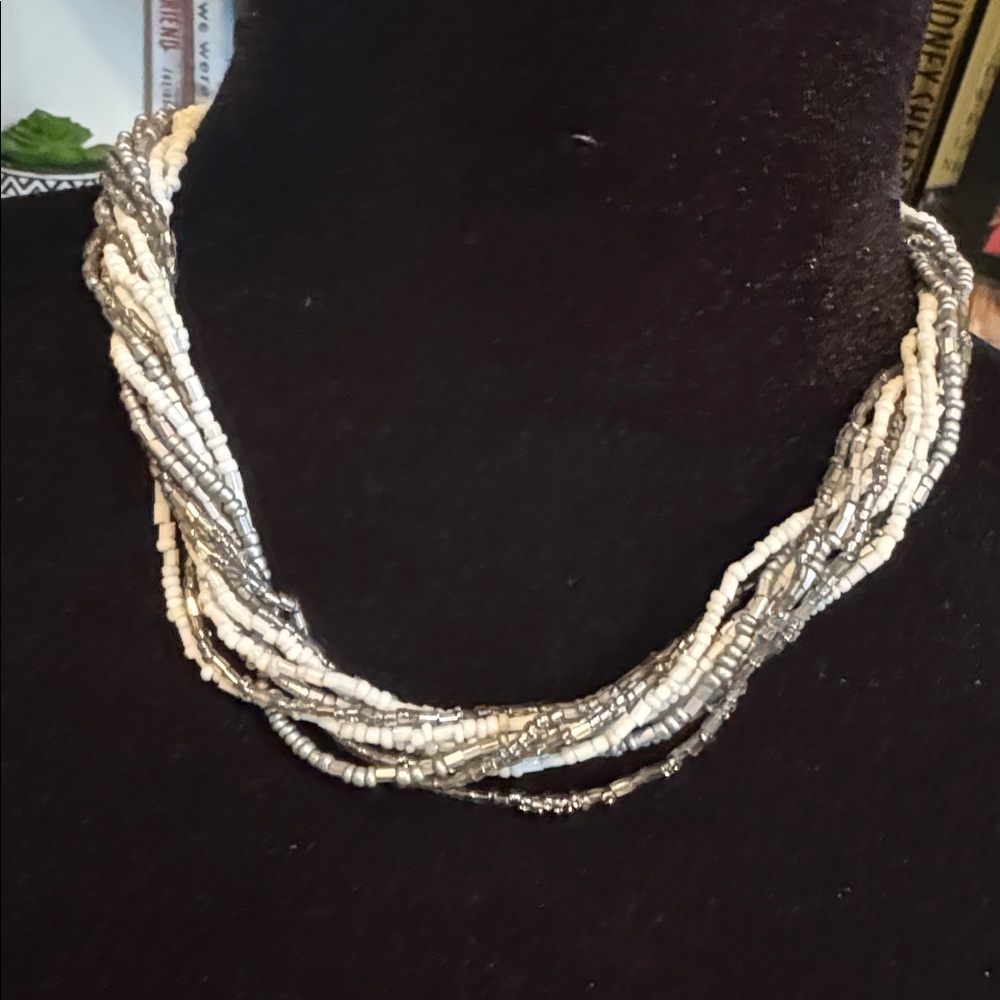 Silver Multi-Strand Beaded Necklace